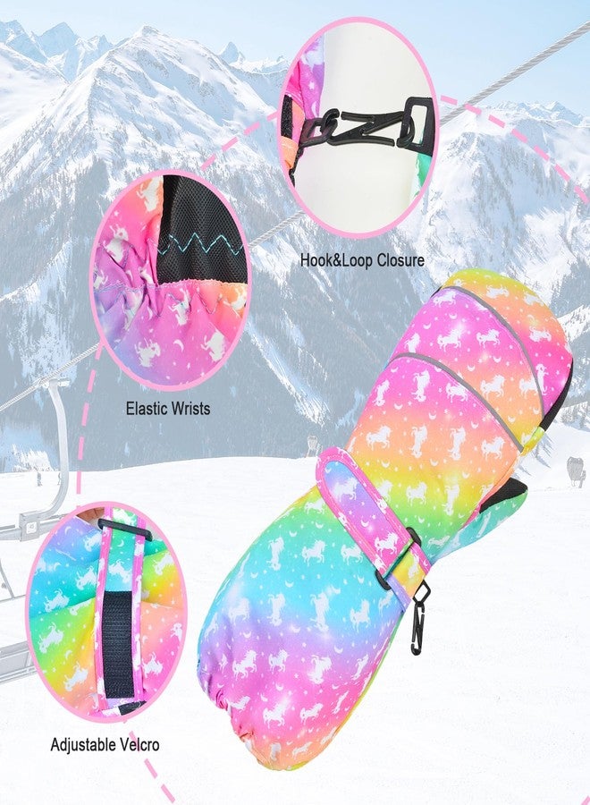 AuSletie Kids Gloves Winter Toddler Mittens Girls Snow Ski Glove Waterproof Warm Sherpa with Long Cuff Snowboard Gloves for Children - Image 5
